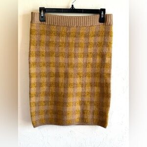 Shop Stevie (Boutique) Tan/Mustard Plaid Academia Coquette Sweater Skirt Sz M